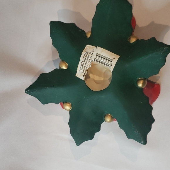 Encore Sales Ltd. clay pottery ceramic Christmas poinsettia 3 tea light holiday - Picture 8 of 15